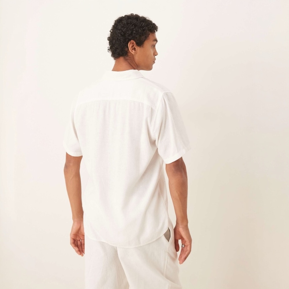 Abercrombie & Fitch 100% Linen Short Sleeve Shirt In White Size S - Picture 2 of 9